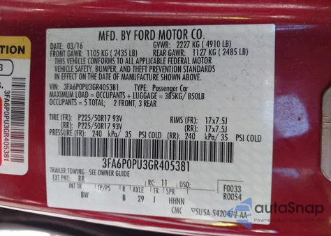 2016 Ford Fusion Energi Se Luxury из США, поврежденный, VIN 3FA6P0PU3GR405381